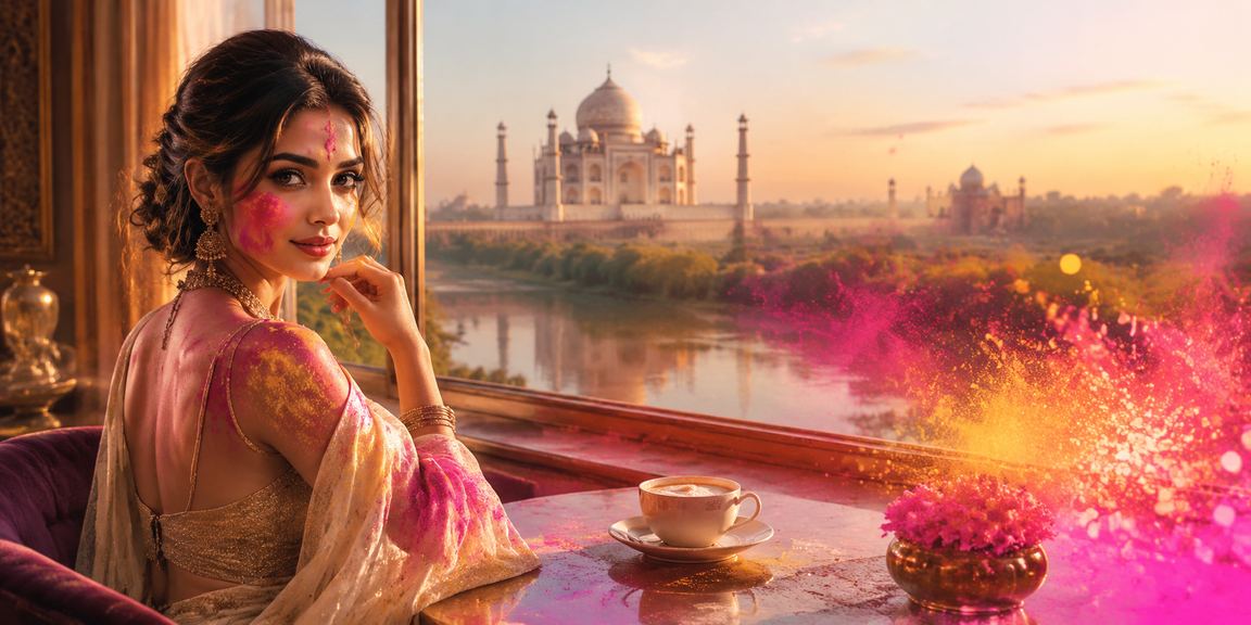Indian player enjoying responsible gaming near Taj Mahal