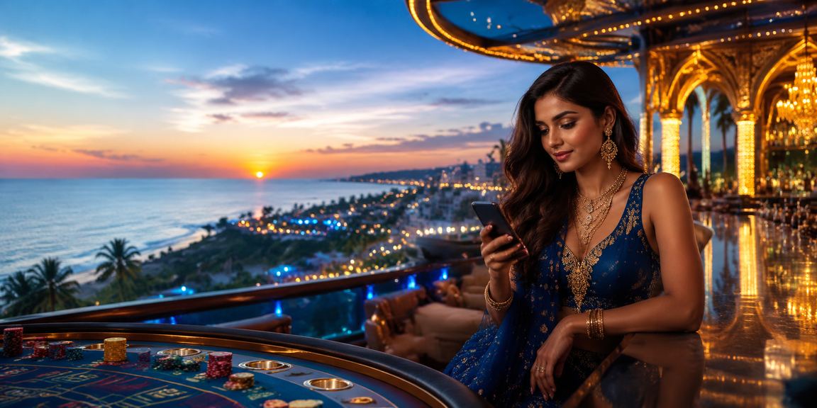 Goa beach evening with baccarat and casino theme